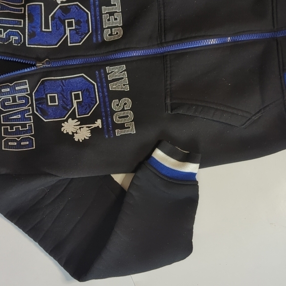 Fast Track zip Beach Style LA warm fleece black full zip up hoodie. Sz XXL - Picture 2 of 9